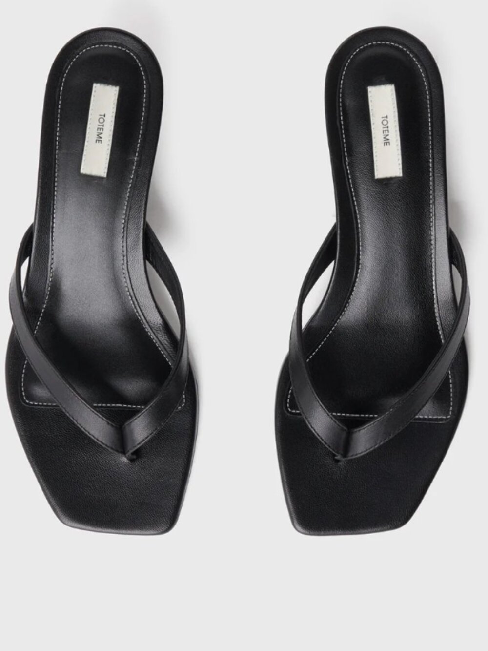 Toteme Leather Heeled Flip Flops Black